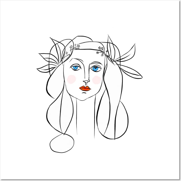 Denizko Art Woman by Picasso - White Wall Art by denizko